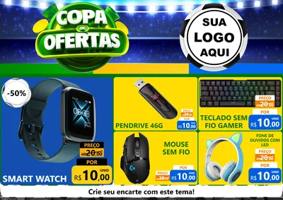 Modelo de Encarte para Encarte A4 Horizontal com o tema Copa de Ofertas para Informática