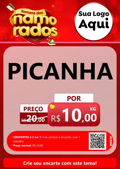 Modelo de Cartaz para Cartaz A4 Vertical com o tema Semana dos namorados para Açougue