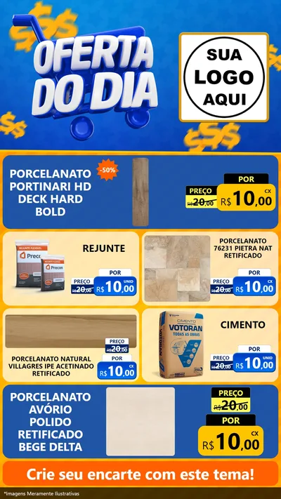 Modelo de TV para TV Vertical com o tema Oferta do Dia para Pisos e revestimentos