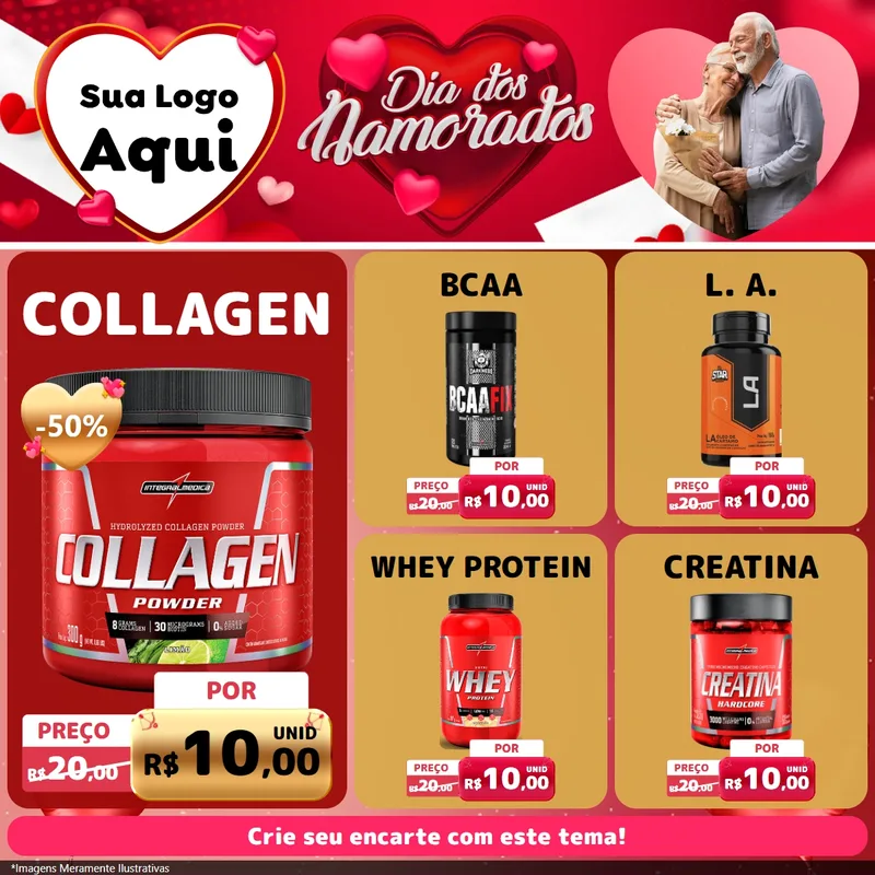 Modelo de Rede Social para Feed Facebook com o tema Dia Dos Namorados para Suplementos alimentares
