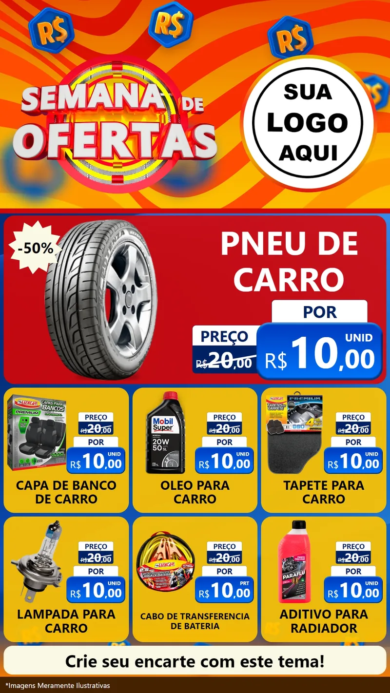 Modelo de Rede Social para Stories com o tema Semana de Ofertas para Auto peças