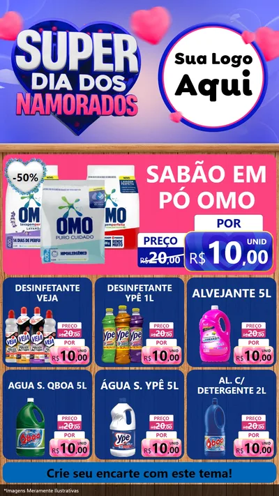 Modelo de Rede Social para Stories com o tema Super Dia dos Namorados para Produtos de Limpeza