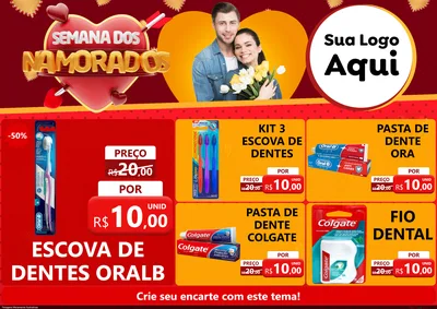 Modelo de Encarte para Encarte A4 Horizontal com o tema Semana dos Namorados para Higiene Pessoal