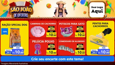 Modelo de TV para TV Horizontal com o tema São João de Ofertas para Pet Shop
