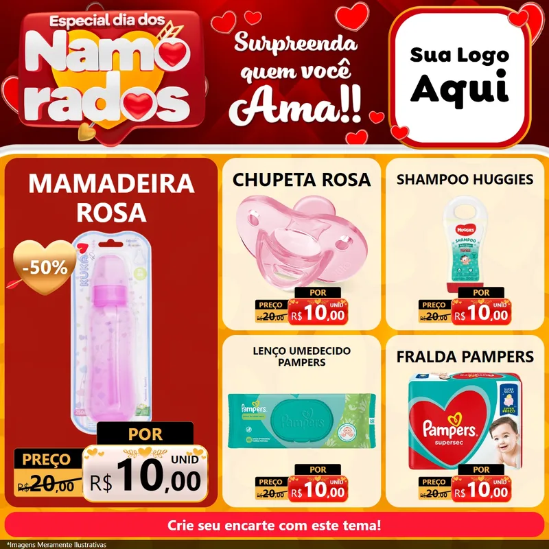 Modelo de Rede Social para Feed Facebook com o tema Especial Dia dos Namorados para Bebês