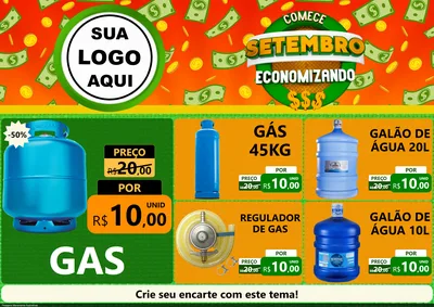 Modelo de Encarte para Encarte A4 Horizontal com o tema Comece Setembro Economizando para Água e gás