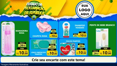 Modelo de TV para TV Horizontal com o tema Feriado da Proclamação da República para Bebês