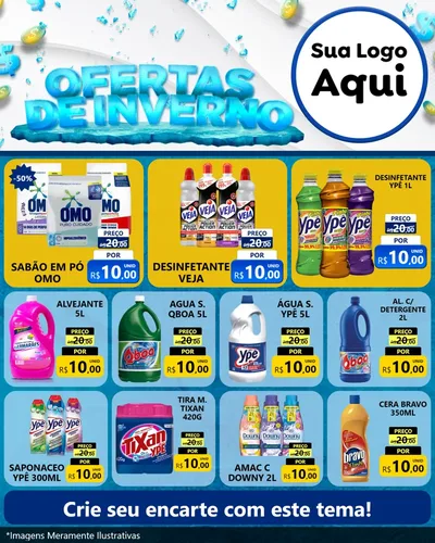 Modelo de Rede Social para Feed Instagram com o tema Ofertas de Inverno para Produtos de Limpeza