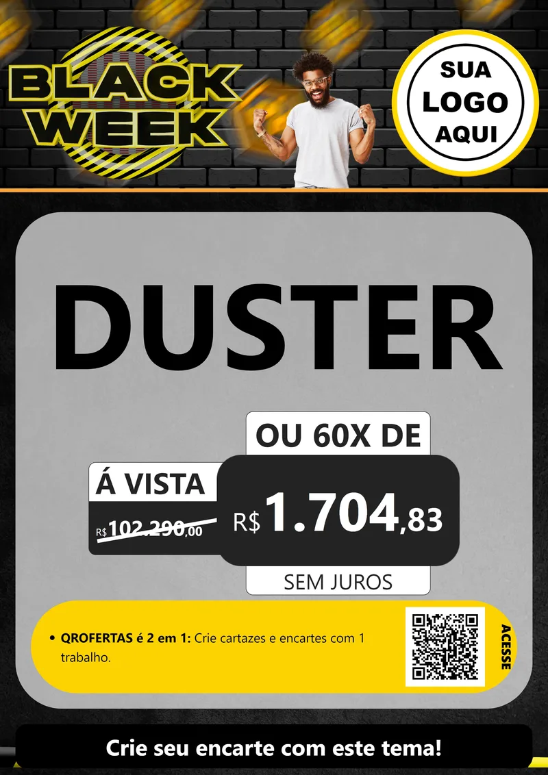 Modelo de Cartaz para Cartaz A4 Vertical com o tema Black Week para Concessionaria de Carros