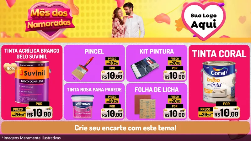Modelo de TV para TV Horizontal com o tema Mês dos Namorados para Tintas e Ferramentas