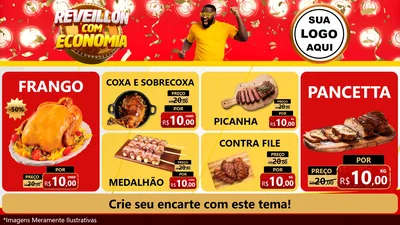 Modelo de TV para TV Horizontal com o tema Réveillon com Economia para Assados