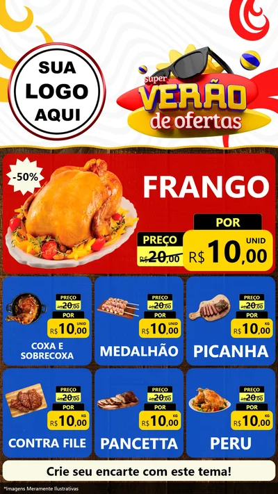 Modelo de Rede Social para Stories com o tema Super Verão de Ofertas para Assados