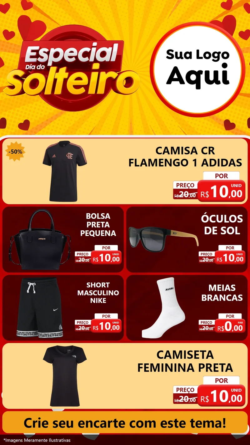 Modelo de TV para TV Vertical com o tema Especial Dia do Solteiro para Roupas e acessórios
