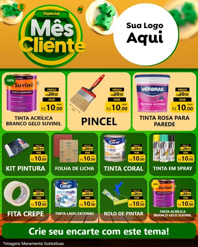 Modelo de Rede Social para Feed Instagram com o tema Especial Mês do Cliente para Tintas e Ferramentas