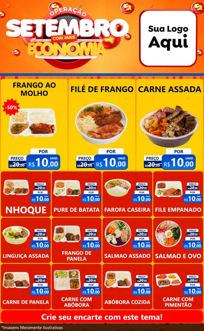 Modelo de Encarte para Encarte Grande com o tema Operação Setembro Com Muita Economia para Restaurante