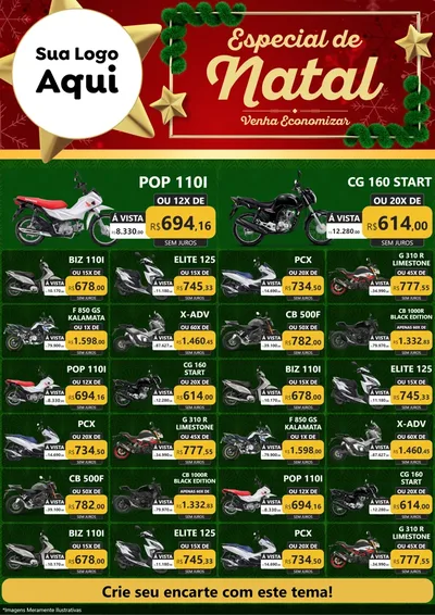 Modelo de Encarte para Encarte A4 Vertical com o tema Especial de Natal para Concessionaria de Motos