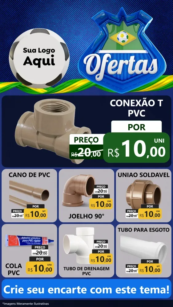 Modelo de Rede Social para Stories com o tema Ofertas (Futebol) para Tubos e conexões