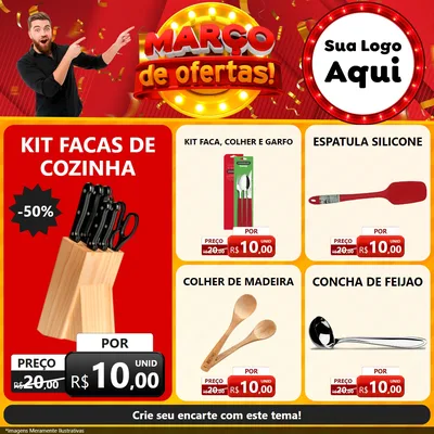 Modelo de Rede Social para Feed Facebook com o tema Março de Ofertas! para Utilidades Domésticas