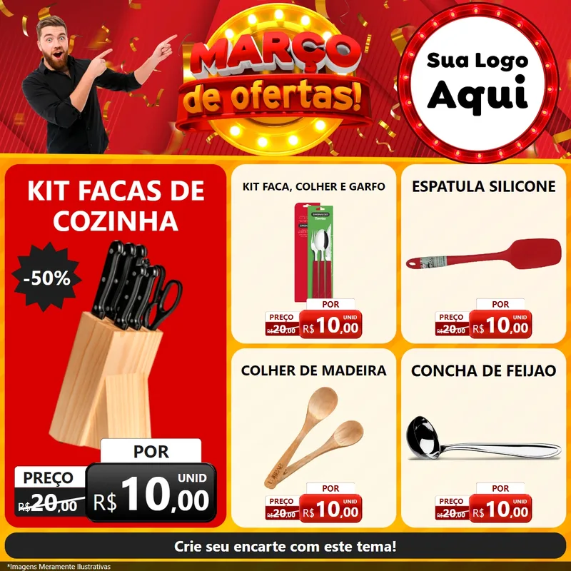 Modelo de Rede Social para Feed Facebook com o tema Março de Ofertas! para Utilidades Domésticas