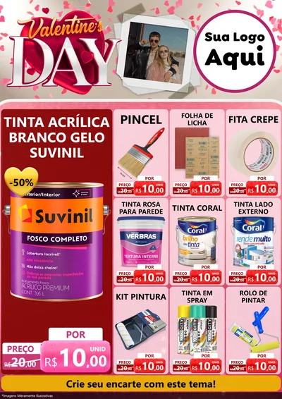 Modelo de Encarte para Encarte A4 Vertical com o tema Valentine's Day para Tintas e Ferramentas