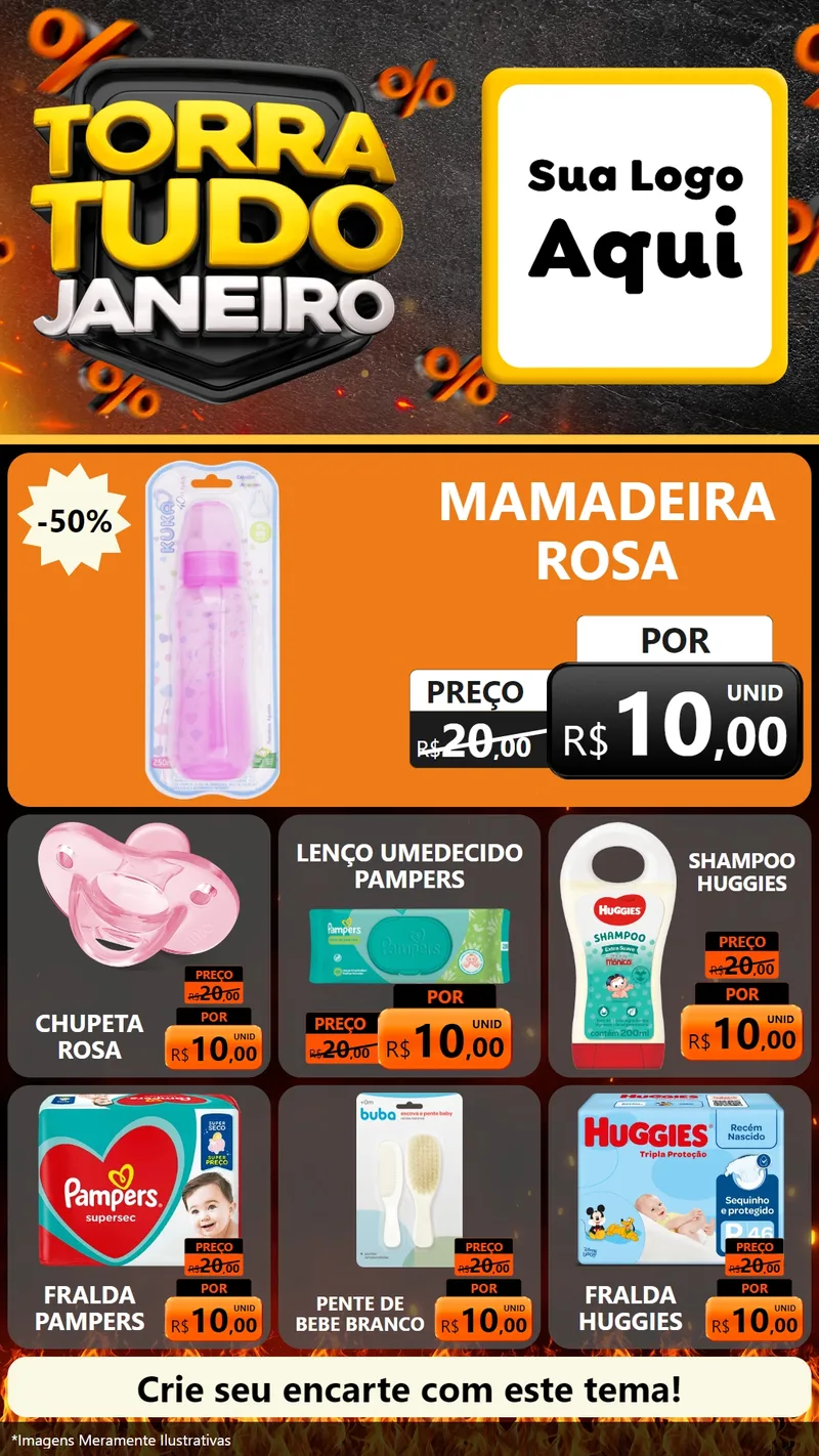 Modelo de Rede Social para Stories com o tema Torra Tudo Janeiro para Bebês