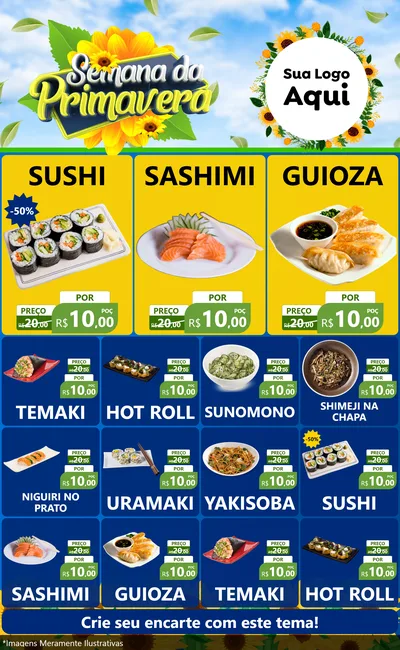 Modelo de Encarte para Encarte Grande com o tema Semana da Primavera para Comida japonesa