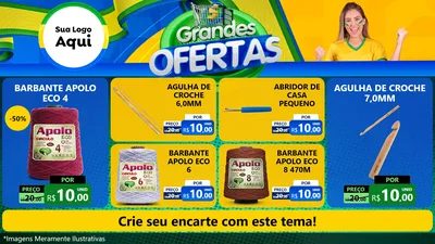Modelo de TV para TV Horizontal com o tema Grandes Ofertas para Armarinho e Aviamentos