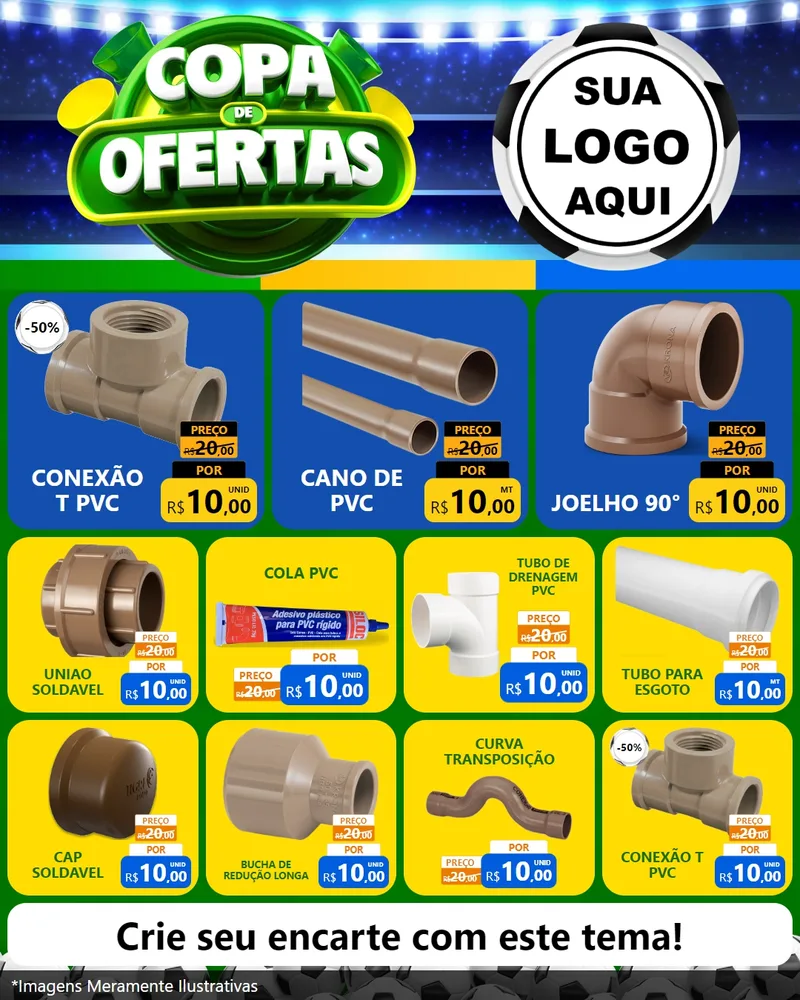 Modelo de Rede Social para Feed Instagram com o tema Copa de Ofertas para Tubos e conexões