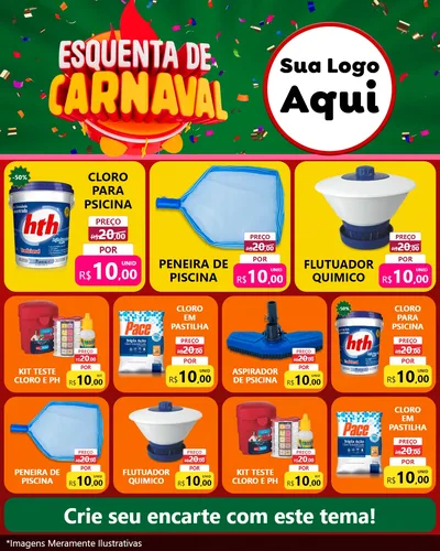 Modelo de Rede Social para Feed Instagram com o tema Esquenta de Carnaval para Produtos para Piscina