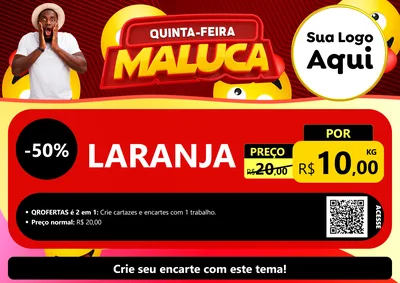 Modelo de Cartaz para Cartaz A4 Horizontal com o tema Quinta-feira Maluca para Hortifrúti
