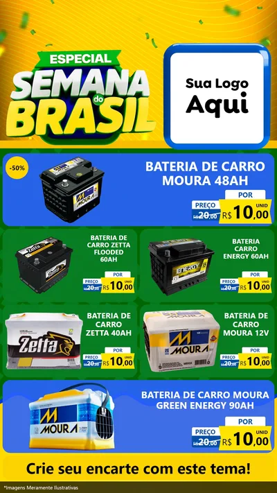 Modelo de TV para TV Vertical com o tema Especial Semana do Brasil para Baterias Elétricas