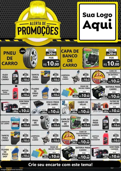 Modelo de Encarte para Encarte A4 Vertical com o tema Alerta de Promoções para Auto peças