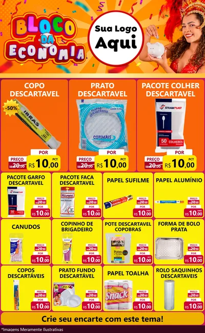 Modelo de Encarte para Encarte Grande com o tema Bloco da Economia para Embalagens
