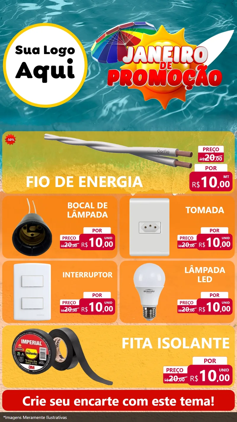 Modelo de TV para TV Vertical com o tema Janeiro de Promoção para Materiais Elétricos