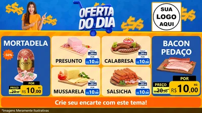 Modelo de TV para TV Horizontal com o tema Oferta do Dia para Frios e Laticínios