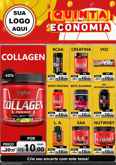 Modelo de Encarte para Encarte A4 Vertical com o tema Quinta da Economia para Suplementos alimentares
