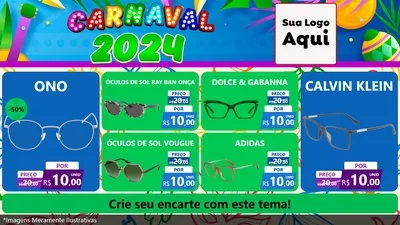 Modelo de TV para TV Horizontal com o tema Carnaval 2027 para Óticas