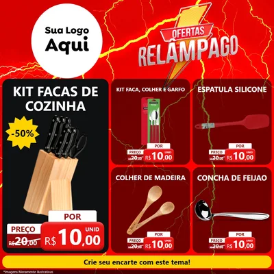 Modelo de Rede Social para Feed Facebook com o tema Ofertas Relâmpago para Utilidades Domésticas