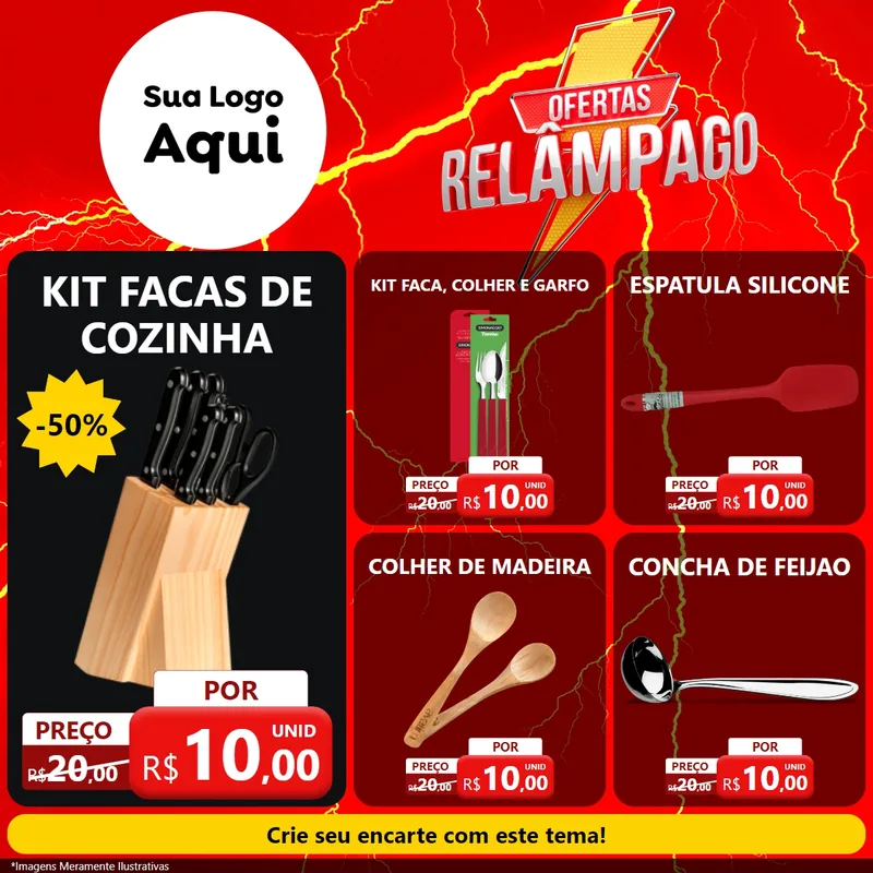 Modelo de Rede Social para Feed Facebook com o tema Ofertas Relâmpago para Utilidades Domésticas