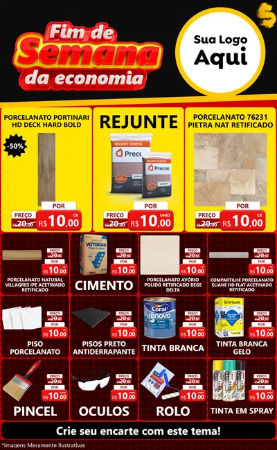 Modelo de Encarte para Encarte Grande com o tema Fim de Semana da Economia para Pisos e revestimentos