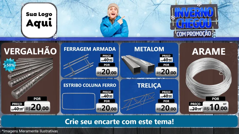 Modelo de TV para TV Horizontal com o tema Inverno Chegou Com Promoção para Ferragens