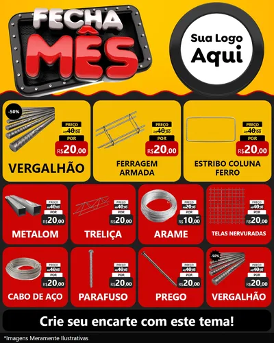 Modelo de Rede Social para Feed Instagram com o tema Fecha Mês para Ferragens