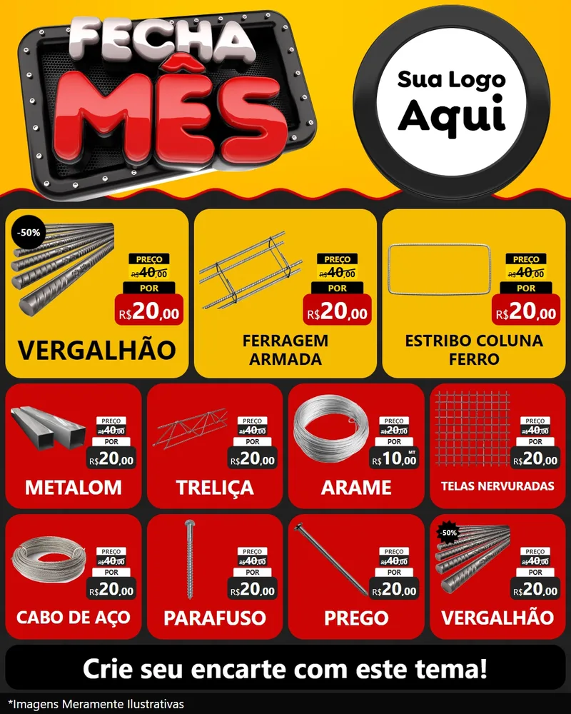 Modelo de Rede Social para Feed Instagram com o tema Fecha Mês para Ferragens