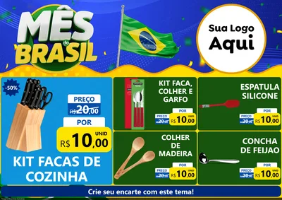 Modelo de Encarte para Encarte A4 Horizontal com o tema Mês do Brasil para Utilidades Domésticas