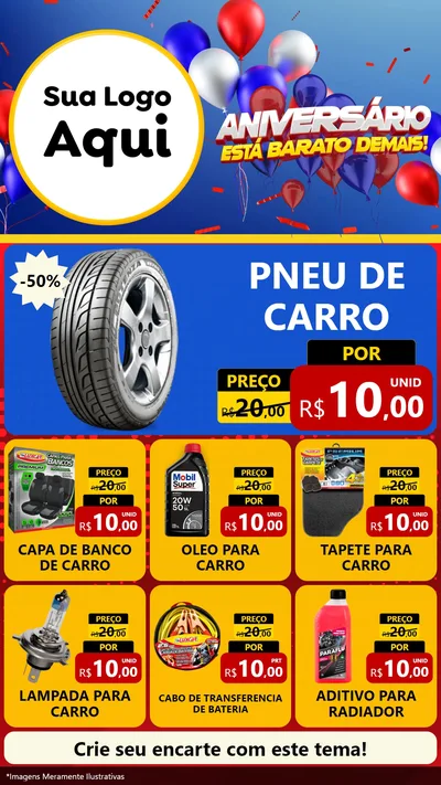 Modelo de Rede Social para Stories com o tema Aniversário para Auto peças