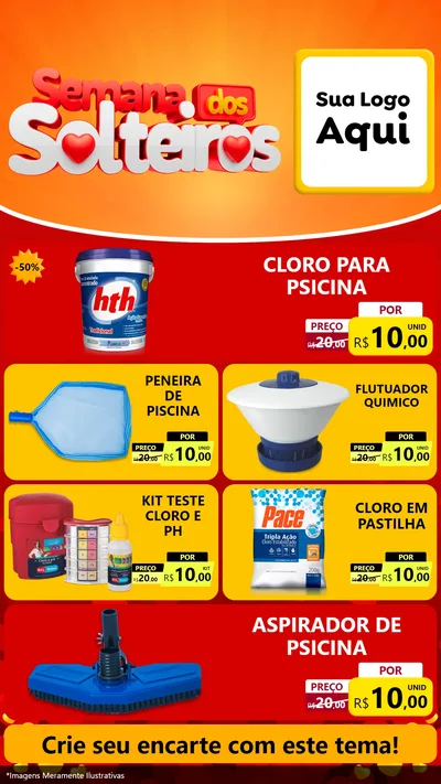 Modelo de TV para TV Vertical com o tema Semana dos Solteiros para Produtos para Piscina