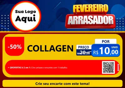 Modelo de Cartaz para Cartaz A4 Horizontal com o tema Fevereiro Arrasador para Suplementos alimentares