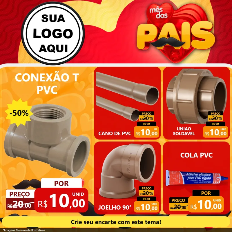 Modelo de Rede Social para Feed Facebook com o tema Mês Dos Pais para Tubos e conexões