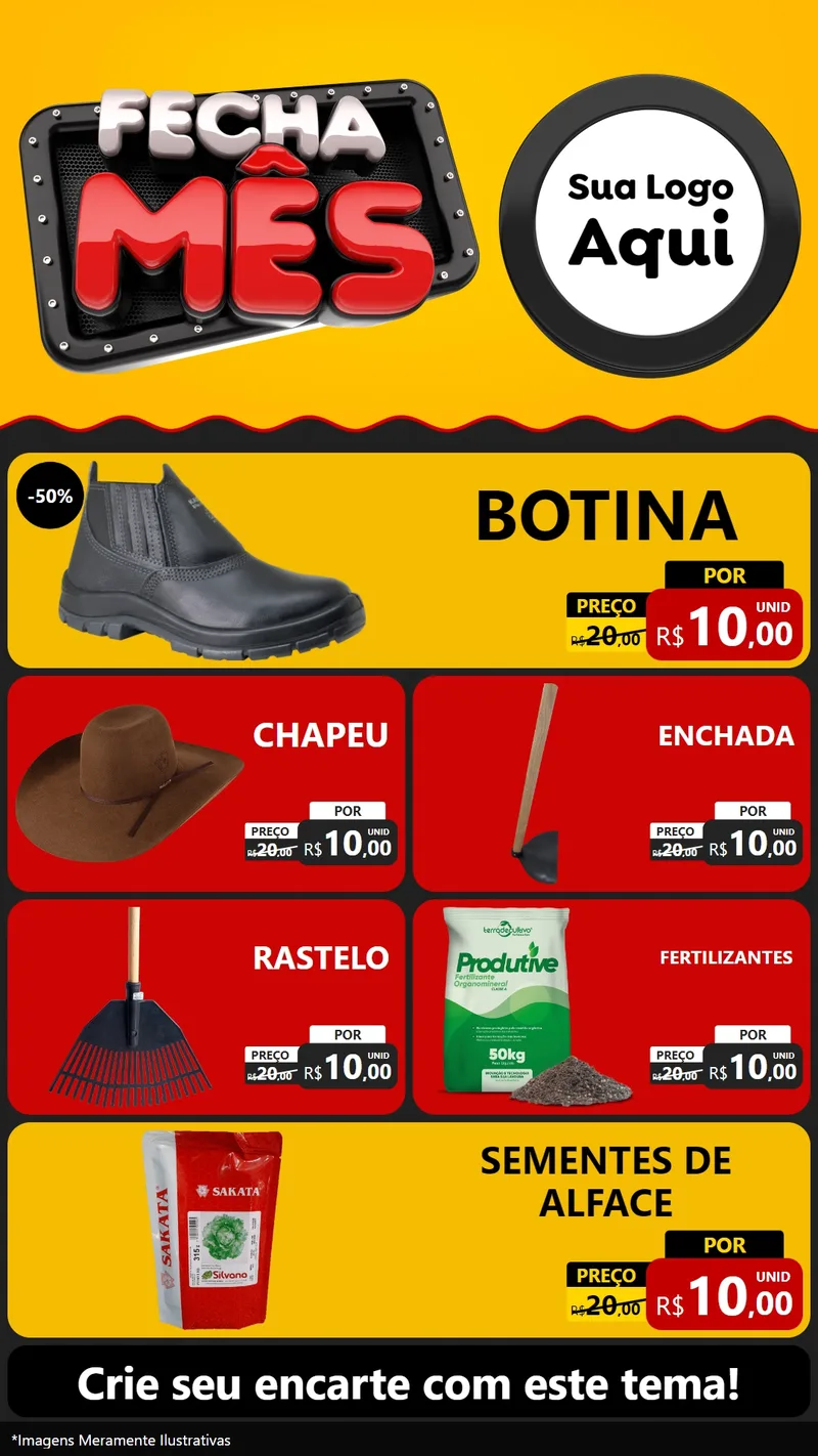 Modelo de TV para TV Vertical com o tema Fecha Mês para Agropecuária