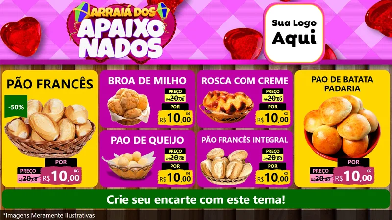 Modelo de TV para TV Horizontal com o tema Arraiá dos Apaixonados para Padaria